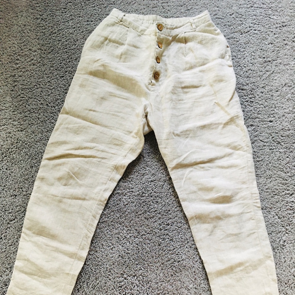 Petite Mango linen pants